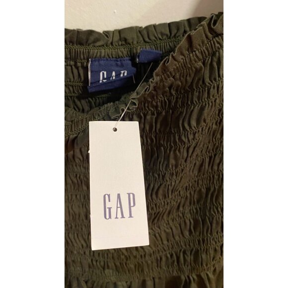 GAP Green Puff Sleeved Smocked Mini Dress XS Petite / XSP (Sundress, Short) - Picture 7 of 7